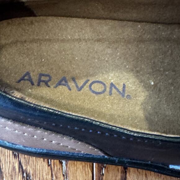 Aravon Danielle-AR Platform Womens 7 Leather Shoe Comfort Cushion Black CH6811 - Picture 12 of 14